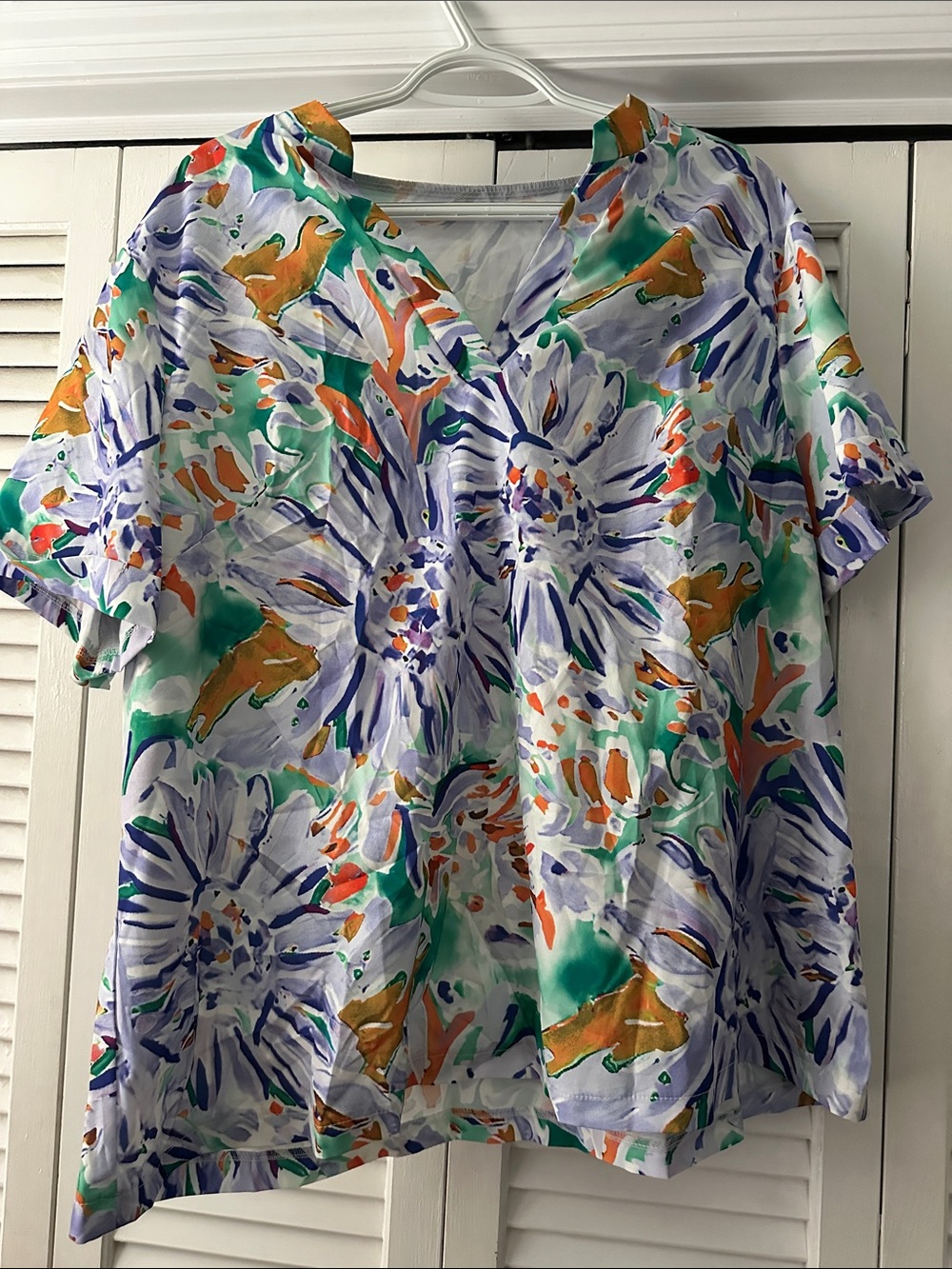 SHEIN Multi-Color Floral V-Neck Blouse